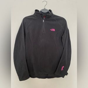 The North Face 1/4 Zip Fleece | Black with Pink Ribbon | S